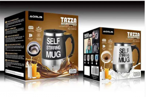 Cana Smart cu Autoamestecare, Self-stirring Mug, Ideală pentru Băuturi Automix, 350 ml, Negru, Aorlis (AO-50052) [1]