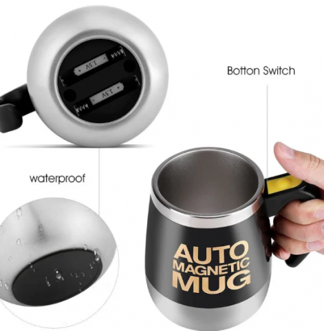 Cana Smart cu Autoamestecare, Self-stirring Mug, Ideală pentru Băuturi Automix, 350 ml, Negru, Aorlis (AO-50052) [4]