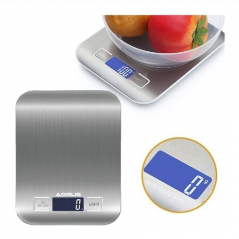 Cântar de Bucătărie Electronic, Oțel Inoxidabil, 5 kg, Multifuncțional și Rezistent la Apă, Aorlis (AO-78365) [4]