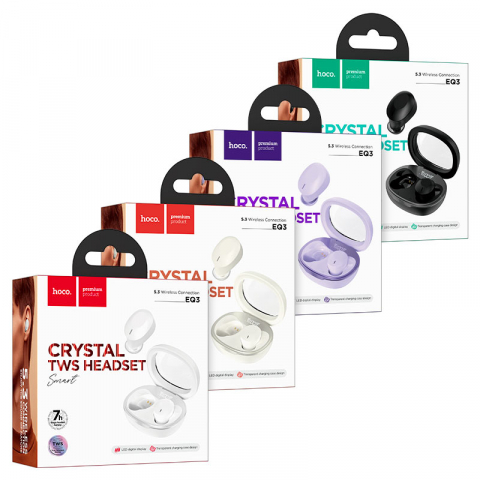 Casti Bluetooth TWS In Ear cu Carcasa Transparenta si Display Digital, Hoco (EQ3) [8]