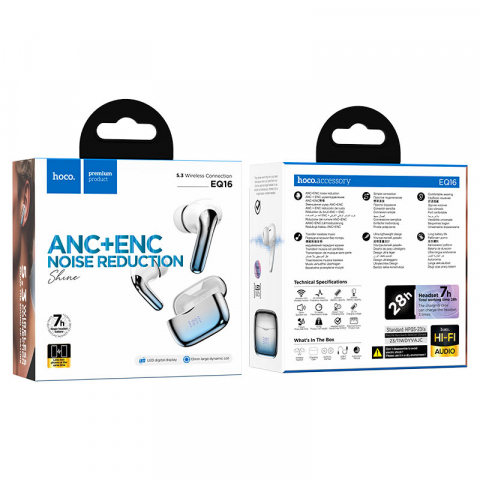 Casti Wireless, In Ear, Bluetooth 5.3, 320mAh, ANC+ENC, Hoco EQ16 Shine, Negru [5]
