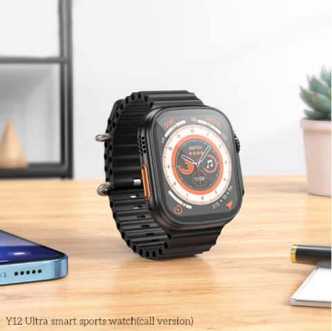 Ceas Inteligent Y12 Ultra, HOCO, Memorie 128MB, 280mAh, Bluetooth 5.0, Portocaliu, (Y12-ULTRA) [1]