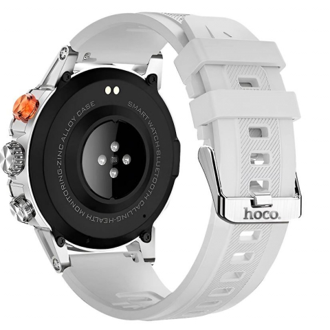 Ceas Smartwatch HOCO Y20, Accepta apeluri, 300mAh, Functii multiple, Ecran 1.53 inch, Curea silicon, Gri [1]