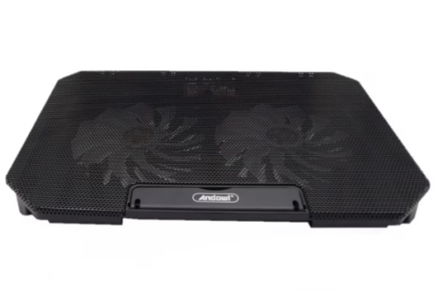 Cooler Laptop cu 2 Ventilatoare, Silentios, 13", USB, Negru, Andowl (Q-S03) [1]