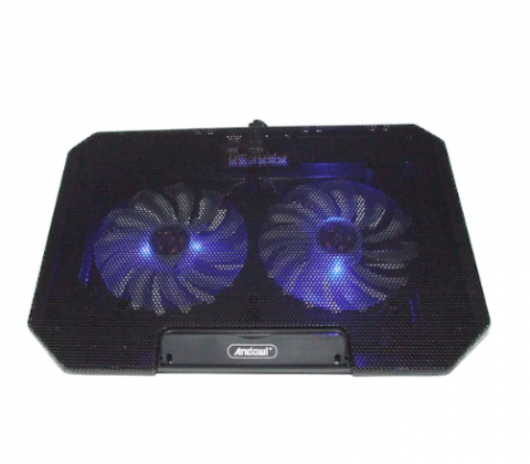 PC, Periferice & Software - Cooler Laptop cu 2 Ventilatoare, Silentios, 13", USB, Negru, Andowl (Q-S03)