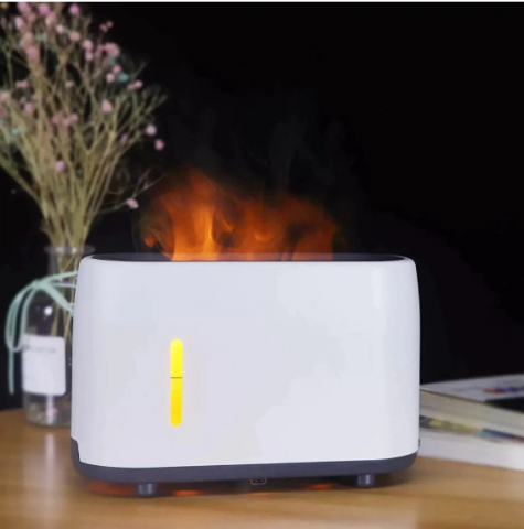 Articole Sanatate & Wellness -  Difuzor de Aromaterapie și Umidificator – Capacitate 240ml, Proiecție LED Flacără, Temporizator și Telecomandă (Q-XJ160)