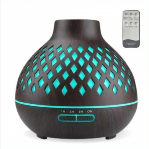 Ingrijire personala & Cosmetice - Difuzor de uleiuri esentiale 500 ml pentru casa, yoga, birou, spa, dormitor, camera copilului, aromoterapie cu ultrasunete si arome, functie de umidificare a aerului, Ulei parfumat, lumina led si temp