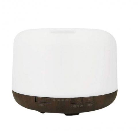 Articole Sanatate & Wellness - Difuzor Uleiuri Esențiale și Umidificator, Aromaterapie, 300ml, Lumini LED Multicolore, Design Stejar, Andowl Q-T62