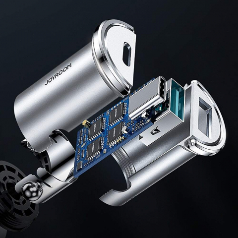 Încărcător Auto, Mini, Fast Charging, 1xUSB-C, 1xUSB-A, 45W, PD, Ring-Pull, JoyRoom, Negru, (C-A35) [2]