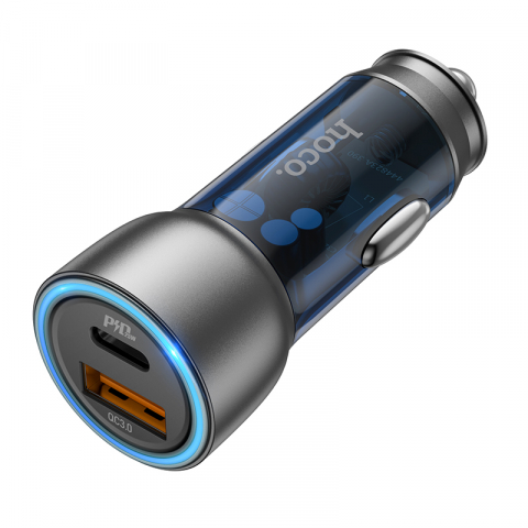 Încărcător auto rapid inteligent HOCO NZ8 Sprinter 43W USB+PD25W Transparent Dual Port [3]