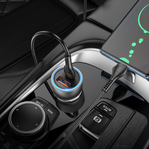 Încărcător auto rapid inteligent HOCO NZ8 Sprinter 43W USB+PD25W Transparent Dual Port [2]