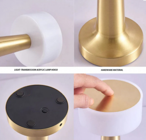 Lampă de Masă LED Fără Fir, Control Tactil, Design Modern, Reîncărcabilă prin USB, Corp din Aluminiu, Andowl (Q-TL143) [2]