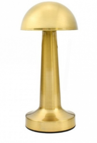 Corpuri de iluminat interior - Lampă de Masă Portabilă, Tip Ciupercă, Aurie, 3W, Reglabilă prin Touch, 1800mAh, 3000K, Andowl (Q-TL142)