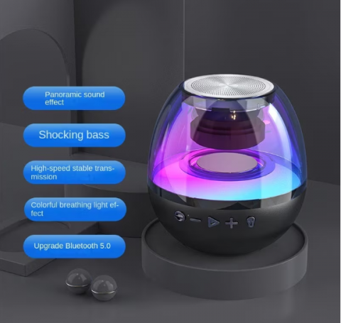 Mini Boxă Portabilă cu Extra Bass și Sunet 360° – Iluminare RGB, Bluetooth 5.0, USB Type-C, și Design Compact, Andowl (Q-YXB150) [4]