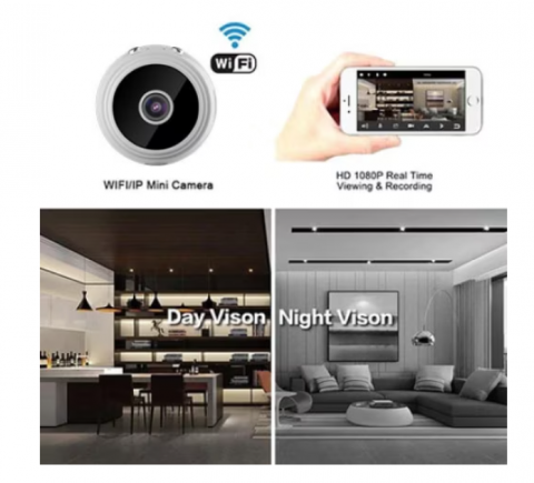 Mini Camera, Night Vision, Wifi, Full HD 1080p, Alb, (Q-HQ36) [3]