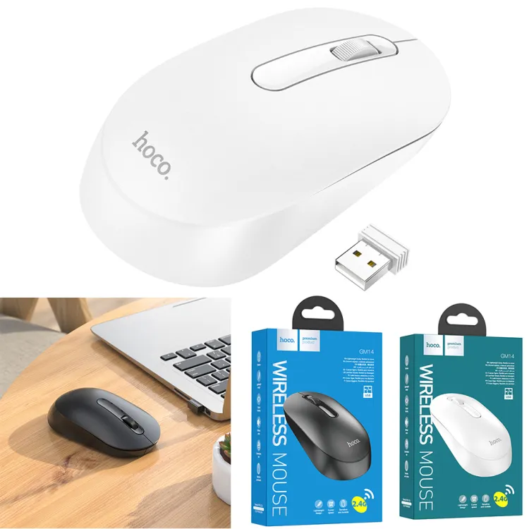 Mouse Fara Fir, Wireless Hoco GM14, Ultrausor, Conexiune 2.4Ghz, Optic, Silentios Negru [1]