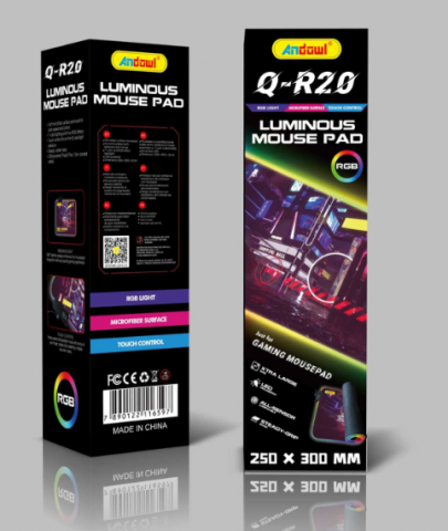 Mousepad RGB Iluminat pentru Gaming, Antiderapant, 250x300x4 mm, Control Tactil și Alimentare USB, Andowl (Q-R20) [3]