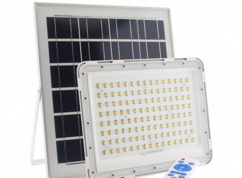Proiector LED, cu Panou Solar si Telecomanda, Rezistent la Apa, 150W, Negru/Alb, IP65 (ZS56-005) [2]