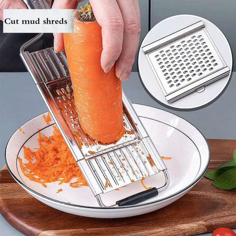 Răzătoare Manuală, cu 4 Lame, din Inox, pentru Tăiat Legume și Fructe, Aorlis (AO-78330) [2]