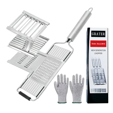 Răzătoare Manuală, cu 4 Lame, din Inox, pentru Tăiat Legume și Fructe, Aorlis (AO-78330) [9]