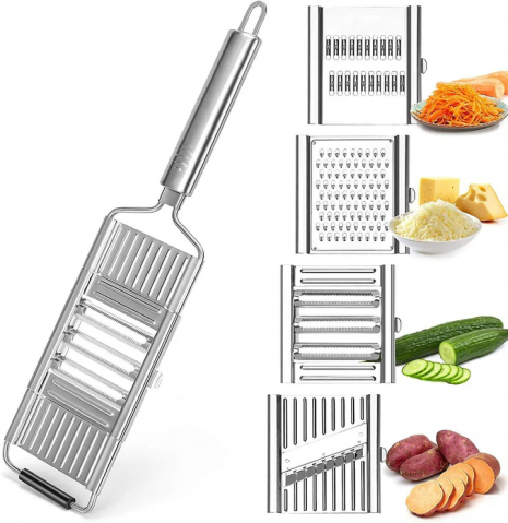 Răzătoare Manuală, cu 4 Lame, din Inox, pentru Tăiat Legume și Fructe, Aorlis (AO-78330) [6]