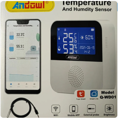 Senzor Inteligent WiFi de Temperatură și Umiditate, Ecran LCD 2.9 inch, Andowl (Q-WD01) [4]