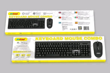 Tastaturi - Set Tastatură și Mouse, Conectare USB, Ergonomie și Durabilitate, Andowl (Q-K20)