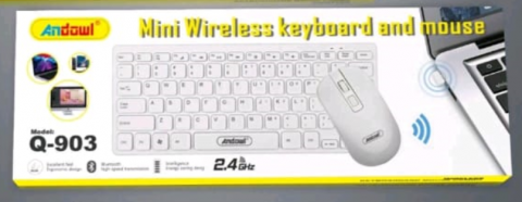 Set Tastatură și Mouse Wireless, Conectivitate USB 2.4G, Alb, Ideal pentru Birou, Andowl (Q-903) [1]