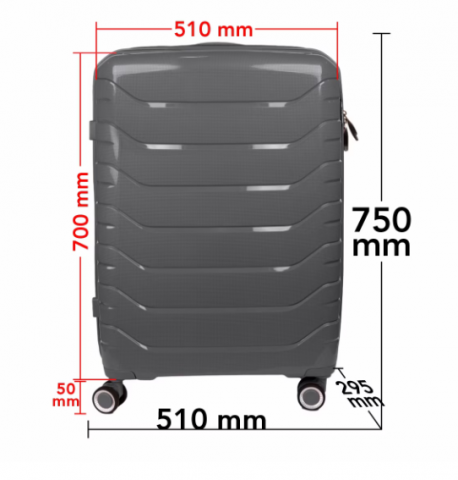 Set Trolere Voiaj, 4 Piese (35l, 43l, 70l, 105l), StowAway, 4 Roti Duble 360 Grade, Detasabile, PP, Inchidere Cifru, Negru, Gri, Naimeed D5967 [10]