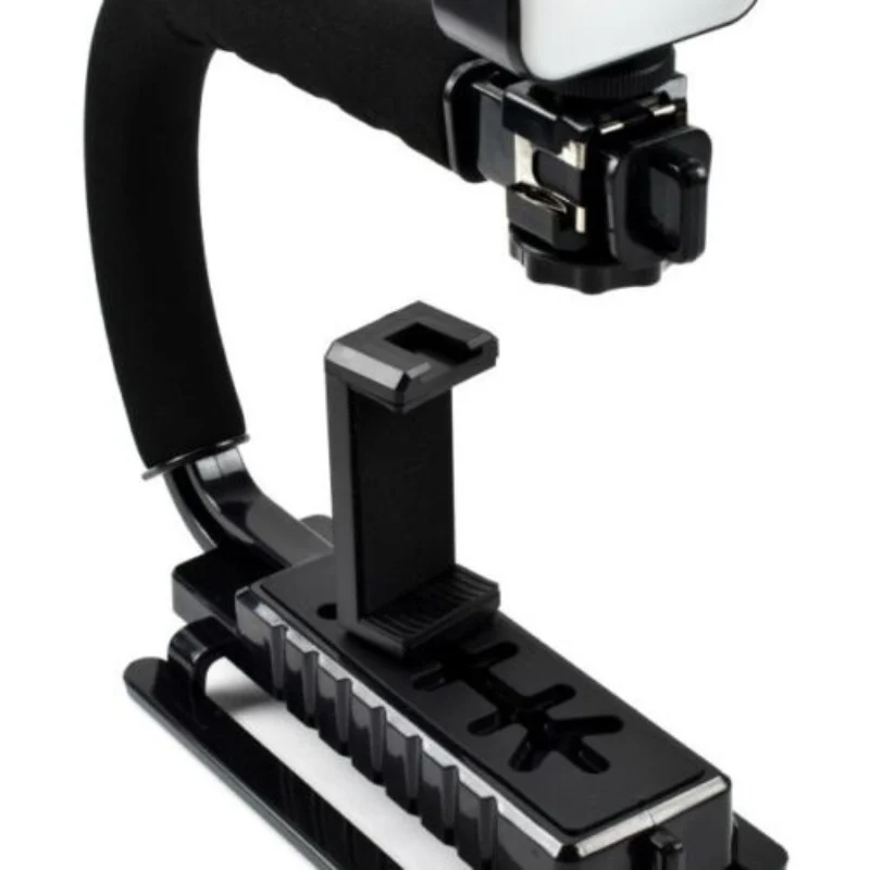 Stabilizator de imagine pentru telefon/aparat foto, cu telecomanda, maner in C, lumină LED si microfon Q-ZJ010 [2]