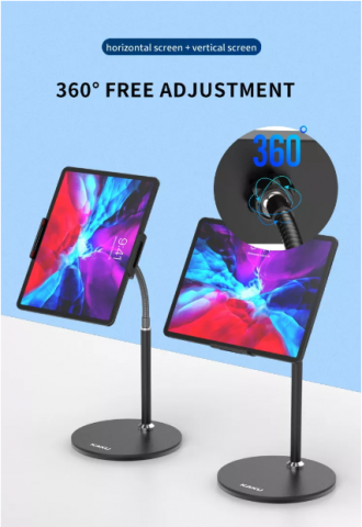 Suport de Birou Reglabil pentru Tabletă/Telefon, cu Braț Rotativ 360°, Negru, Kaku (KSC-463) [1]