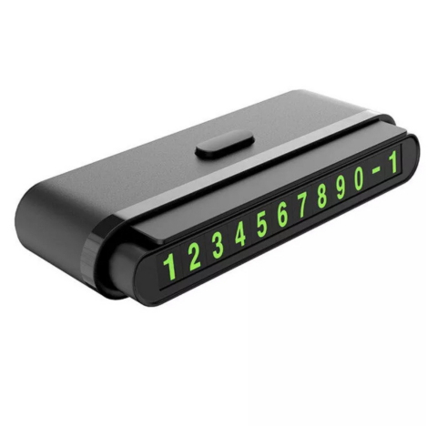 Accesorii electronice auto - Suport numar telefon - parcare temporara, Cifre verzi fluorescente, Negru, Comutator pentru ascundere