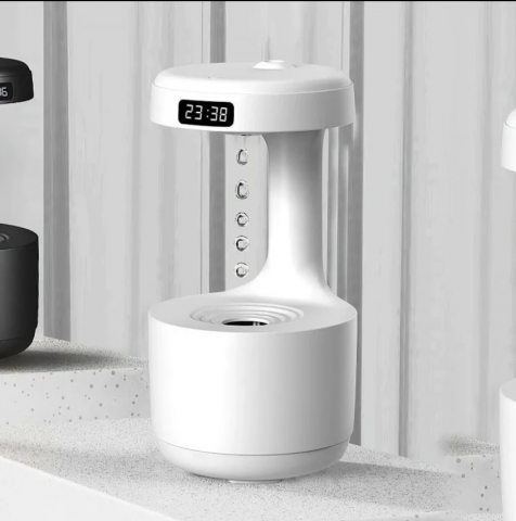 Articole Sanatate & Wellness - ​​​​​​​Umidificator Anti-Gravity IMA Trend, Difuzor Aromaterapie cu Afișaj LED, Lumină Ambientală, Rezervor 800ml, Operare Silențioasă 8h, Oprire Automată, Alimentare USB, Alb, ANDOWL (Q-LV001)
