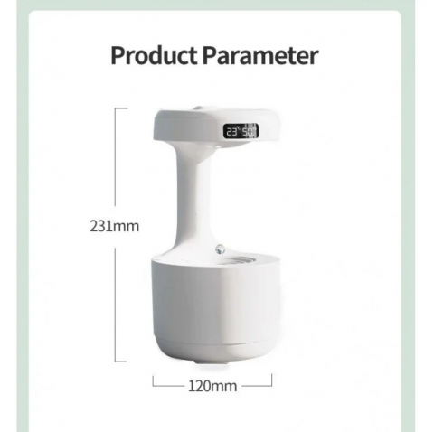 ​​​​​​​Umidificator Anti-Gravity IMA Trend, Difuzor Aromaterapie cu Afișaj LED, Lumină Ambientală, Rezervor 800ml, Operare Silențioasă 8h, Oprire Automată, Alimentare USB, Alb, ANDOWL (Q-LV001) [3]