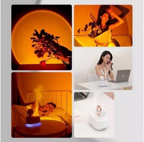 Umidificator Ultrasonic cu Lampă Videografică și Efect Apus, 300 ml, Aromaterapie și Design Modern, ANDOWL (RD-E289) [1]
