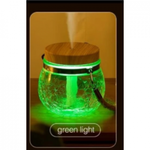 Articole wellness - Umidificator USB din sticlă, Difuzor de Arome și Lumină Ambientală RGB, 400 ml, Design Modern și Compact