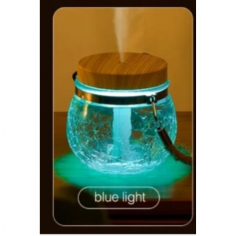 Articole Sanatate & Wellness - Umidificator USB din sticlă, Difuzor de Arome și Lumină Ambientală RGB, 400 ml, Design Modern și Compact