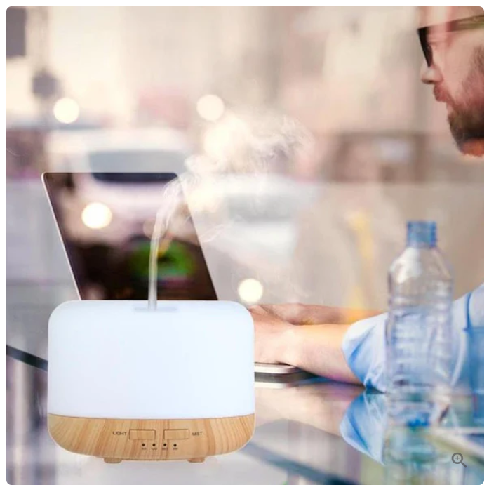 Difuzor Uleiuri Esențiale și Umidificator, Aromaterapie, 300ml, Lumini LED Multicolore, Design Stejar, Andowl Q-T62 [2]