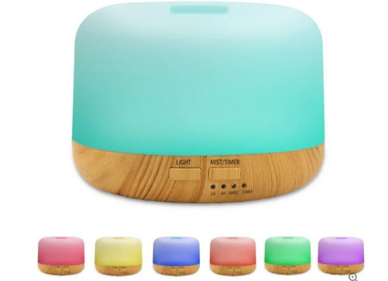 Difuzor Uleiuri Esențiale și Umidificator, Aromaterapie, 300ml, Lumini LED Multicolore, Design Stejar, Andowl Q-T62 [3]