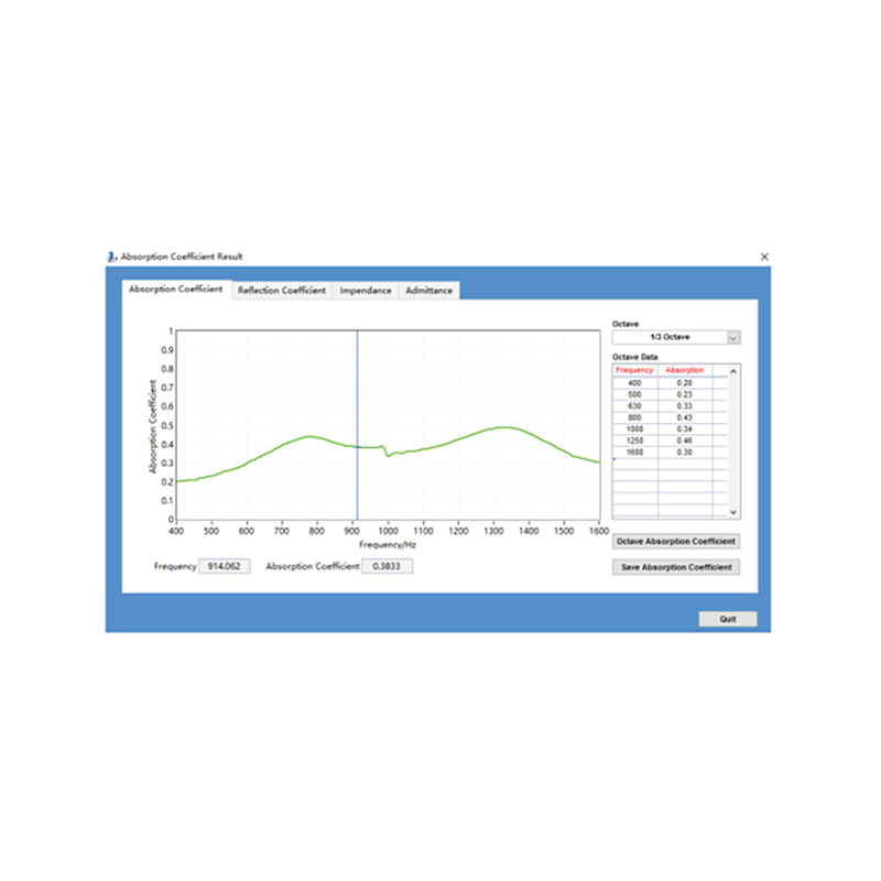 Interfata programului - Coeficientul de absorbtie