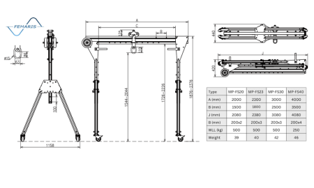Macara Portal Pliabila aluminiu 500 kg [1]