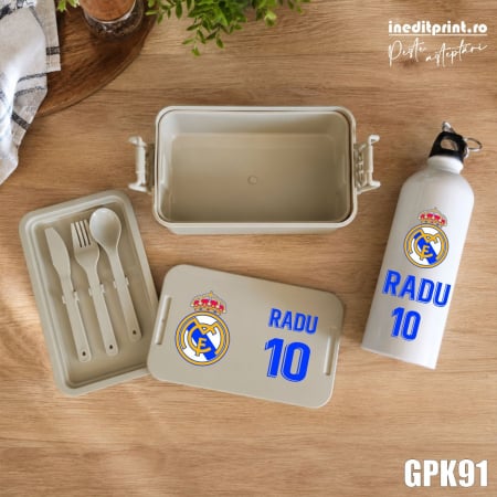 Bidoane si termosuri sportive - Pachet caserola si bidon personalIzat cu nume, numar si sigla - GPK91