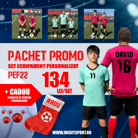 PACHET PROMO KIT INEDIT SPORT Echipament fotbal personalizat copii si adulti PEF22PP