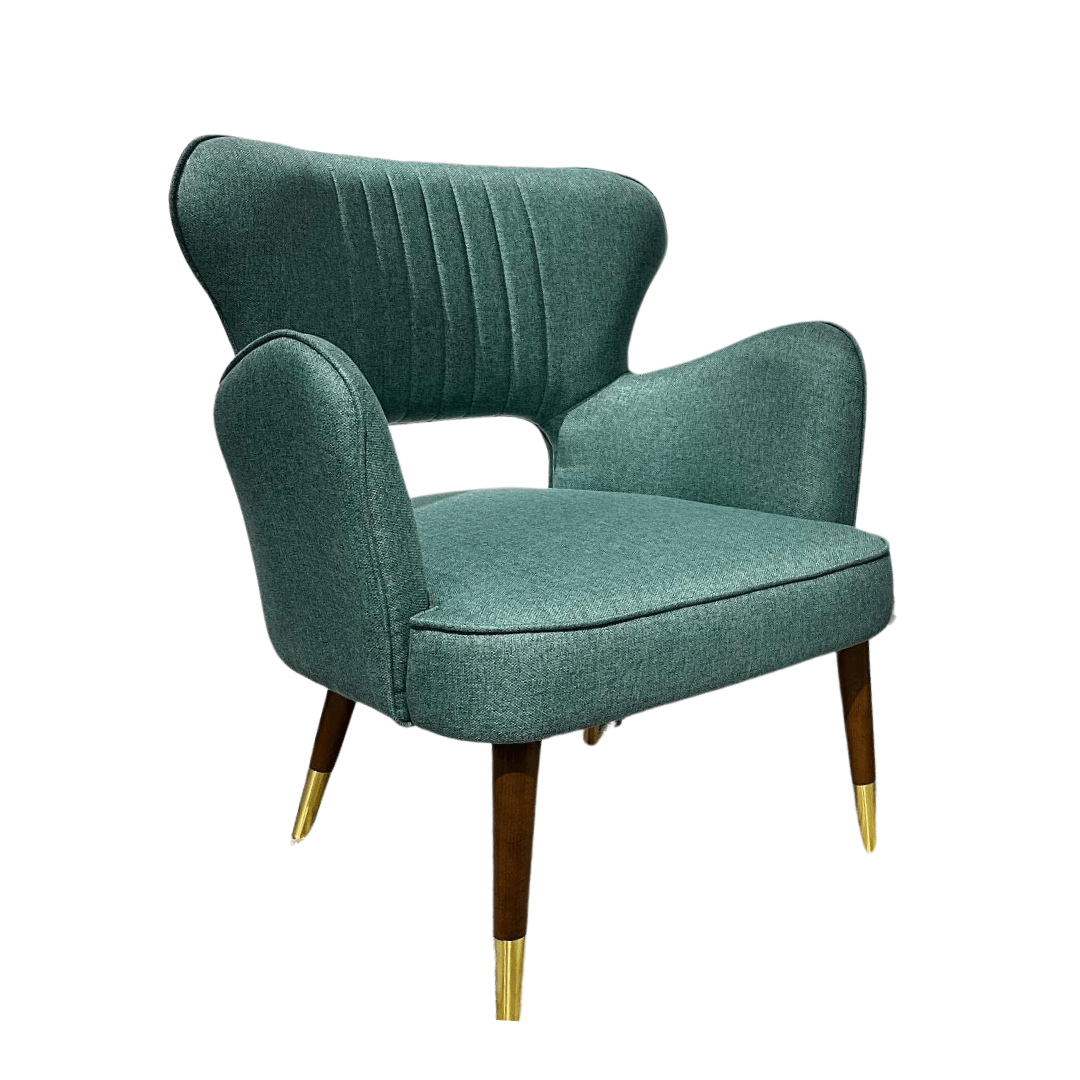 Fotoliu din lemn tapitat verde smarald Mora