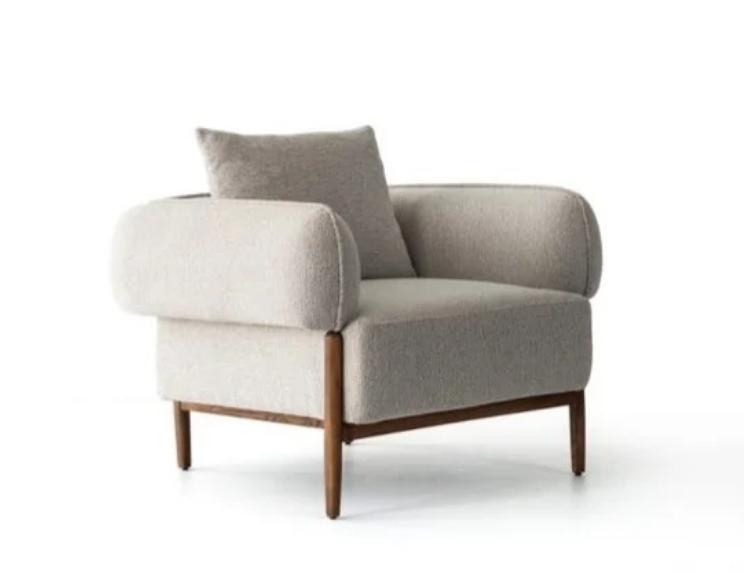 Fotoliu tapițat în material textil ivoire / Cloud Dancer