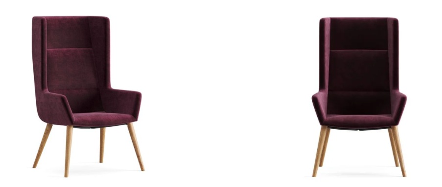 Fotoliu lemn de stejar tapitat nuanța plum AURA