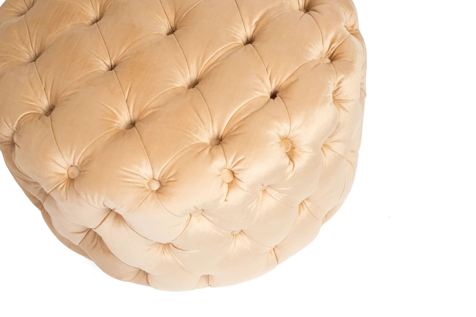 Pouf catifea bej cu butoni