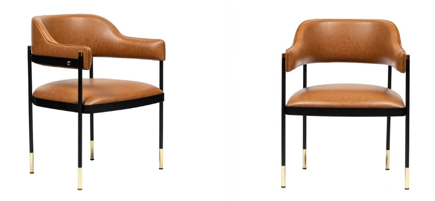 Scaun tapitat in piele ecologica maro caramel RICCO