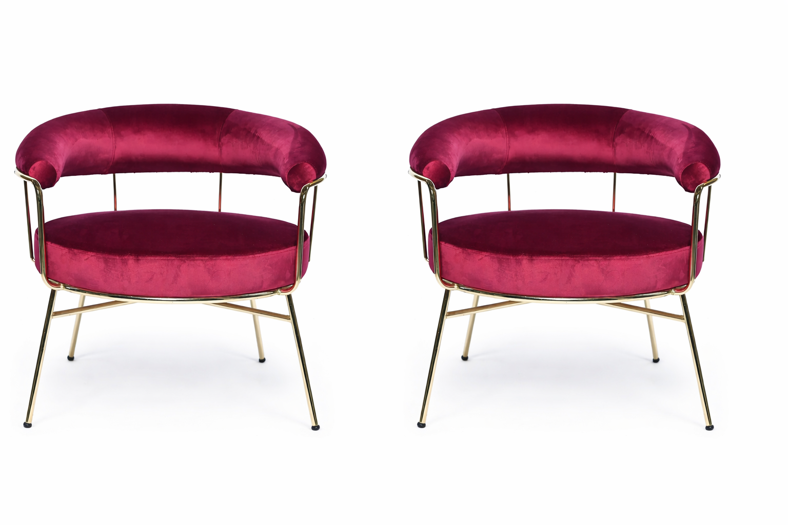 Scaune catifea bordo si structura metalica aurie