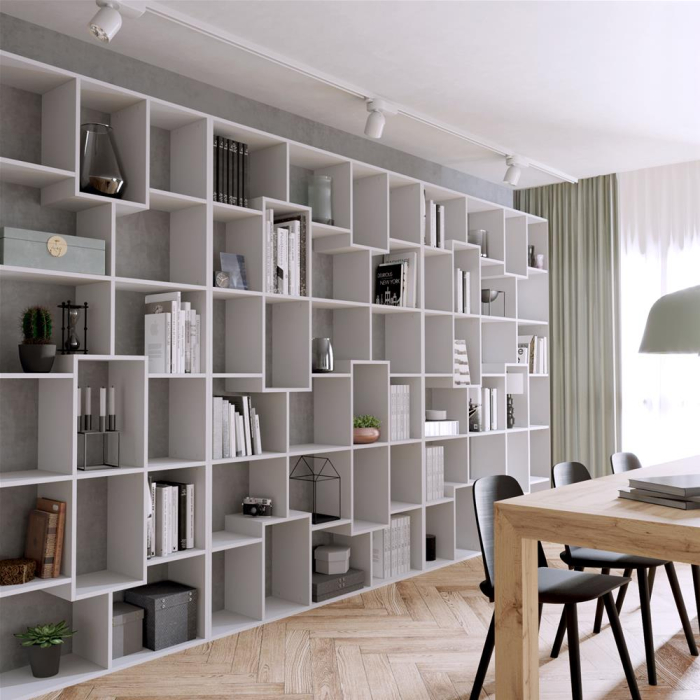 Bibliotecă de perete din melamină, gri, xs - IACOPO [4]